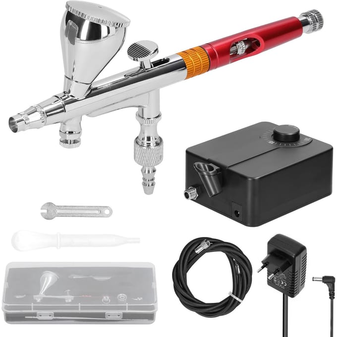 Multifunctionele Professionele T218 0.3mm Airbrush Max 30PSI Luchtpompset voor Modelbouw DIY Kunst EU Plug