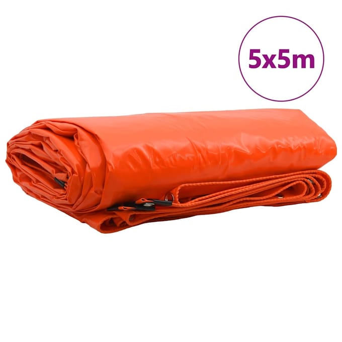 vidaXL - Zeil - 650g - / - m² - Oranje - 5 - x - 5 - m - Canvas - met - PVC-coating