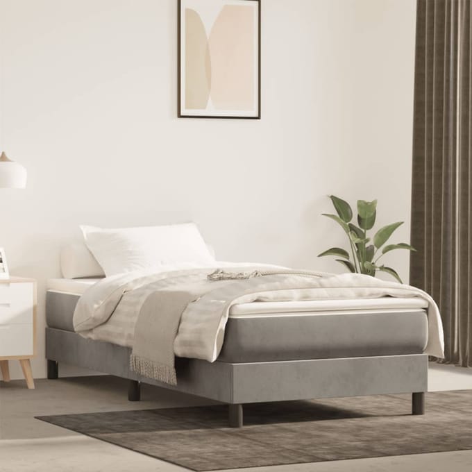 vidaXL - Pocketveringmatras - medium - 120x190x20 - cm - fluweel - lichtgrijs