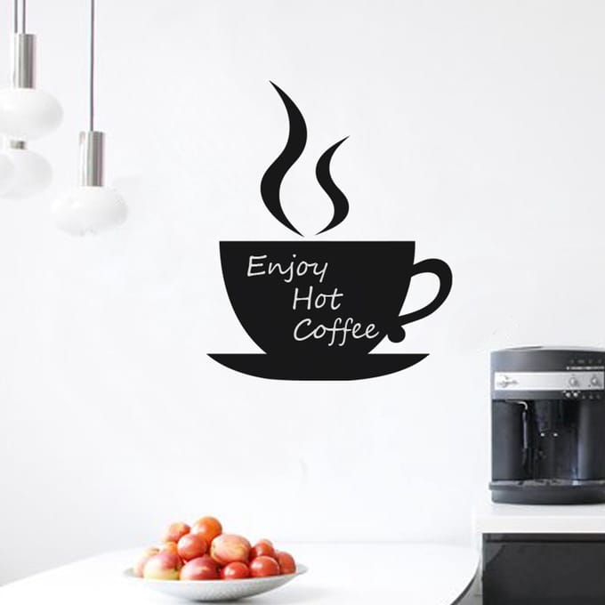 Schoolbordsticker - uitwisbare zelfklevende muurstickers - KOFFIEBEKER - 105x85cm