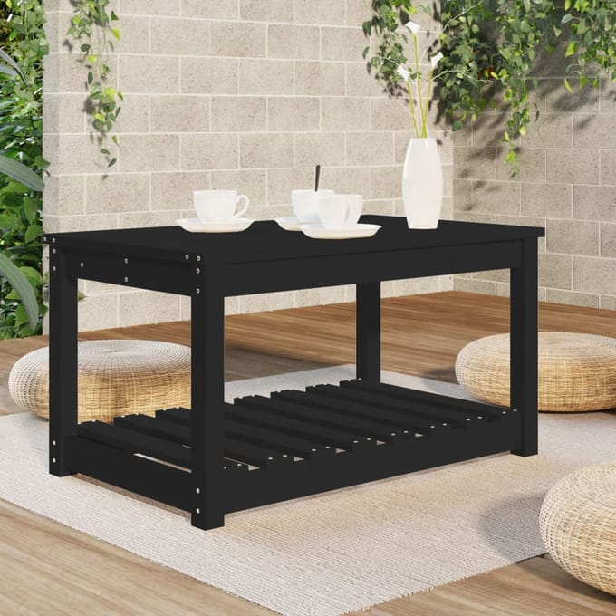 vidaXL - Tuintafel - 82,5x50,5x45 - cm - massief - grenenhout - zwart