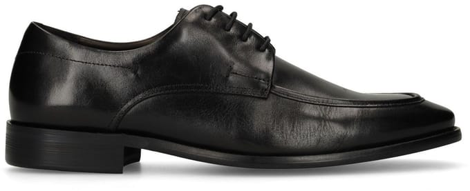 Manfield - Heren - Zwarte leren veterschoenen - Maat 42