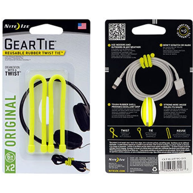 Nite Ize Gear Tie Kabelbinder 2-pack Geel 15CM