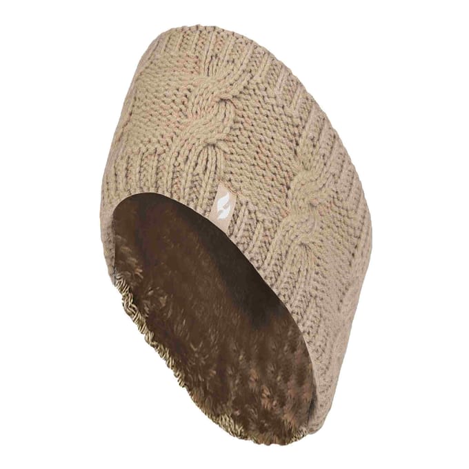 Dames Kabelgebreide Fleece Gevoerde Thermische Winter Oorwarmer Hoofdband