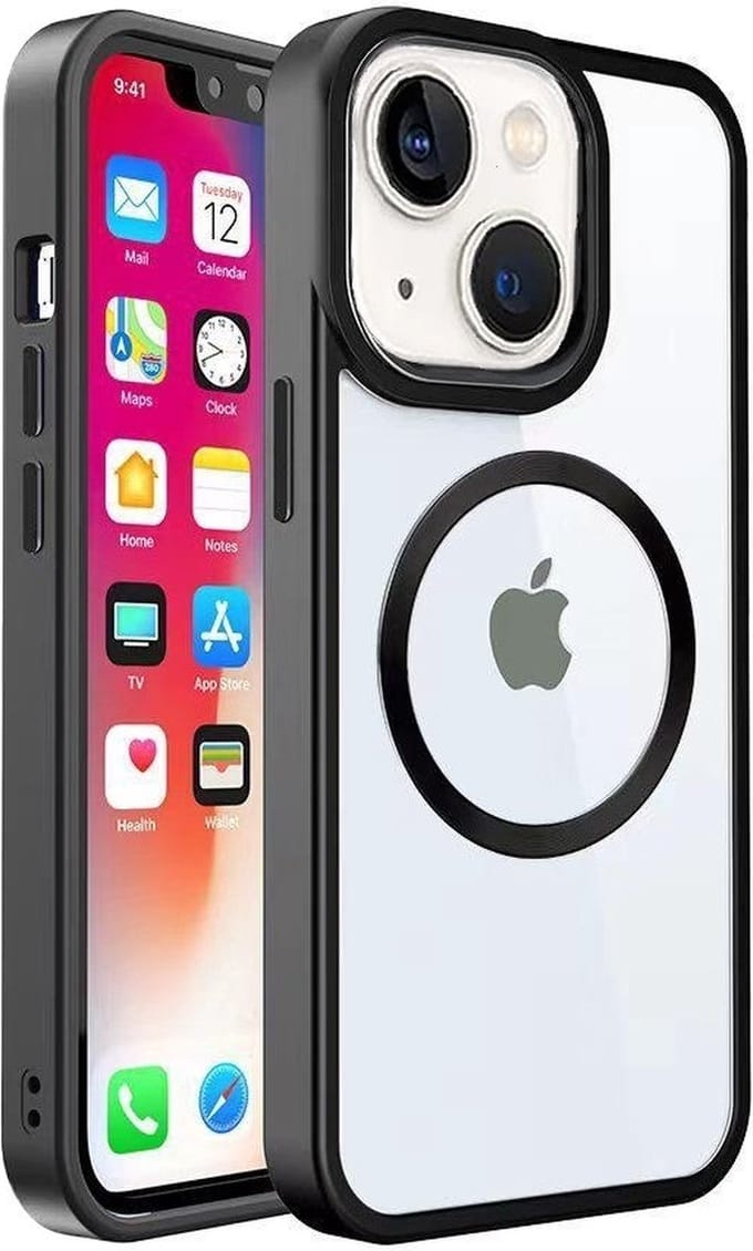 Cityhoesje - iPhone 14 Plus-15 Plus - Back Cover - Magsafe - Transparant Zwart