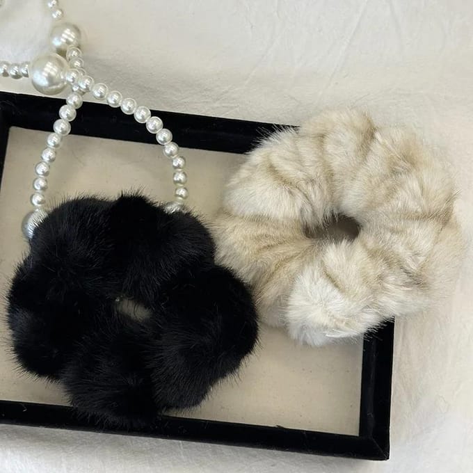 Herfst Winter Pluche Grote Scrunchies Elastiekje Mode Pluizig Haar Elastiek Touw Hoofddeksel Haaraccessoires gray
