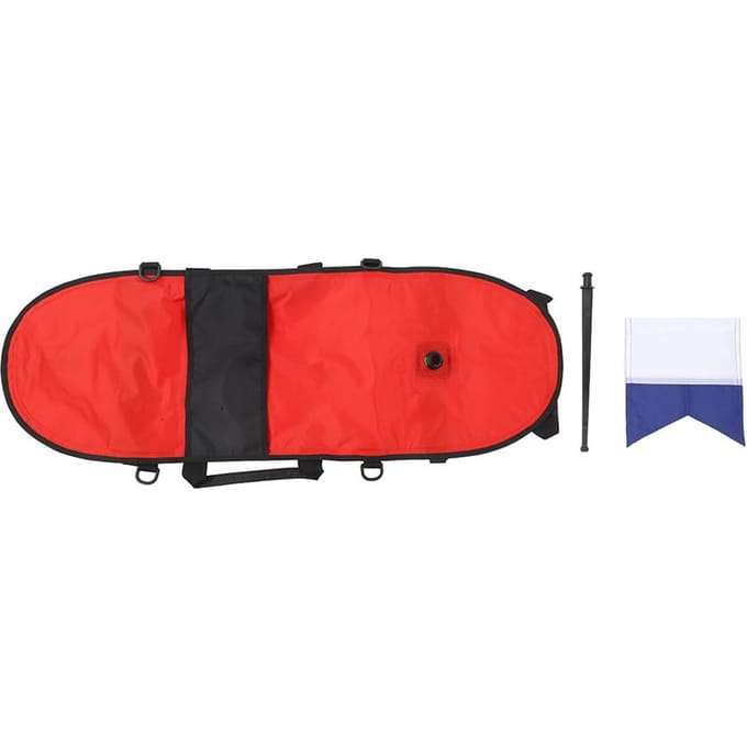 Bouée de marquage de surface gonflable d'extérieur pour plongée sous-marine avec drapeau de plongée (rouge)