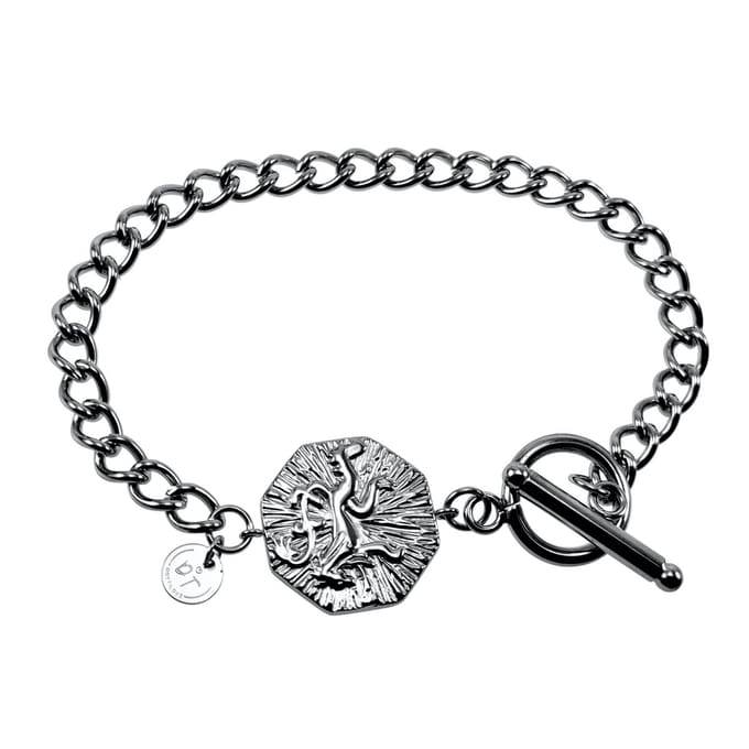 Armband Dames - Cubaanse-Desing - RVS 14K Wit Goud Plated - Armband met T-sluiting