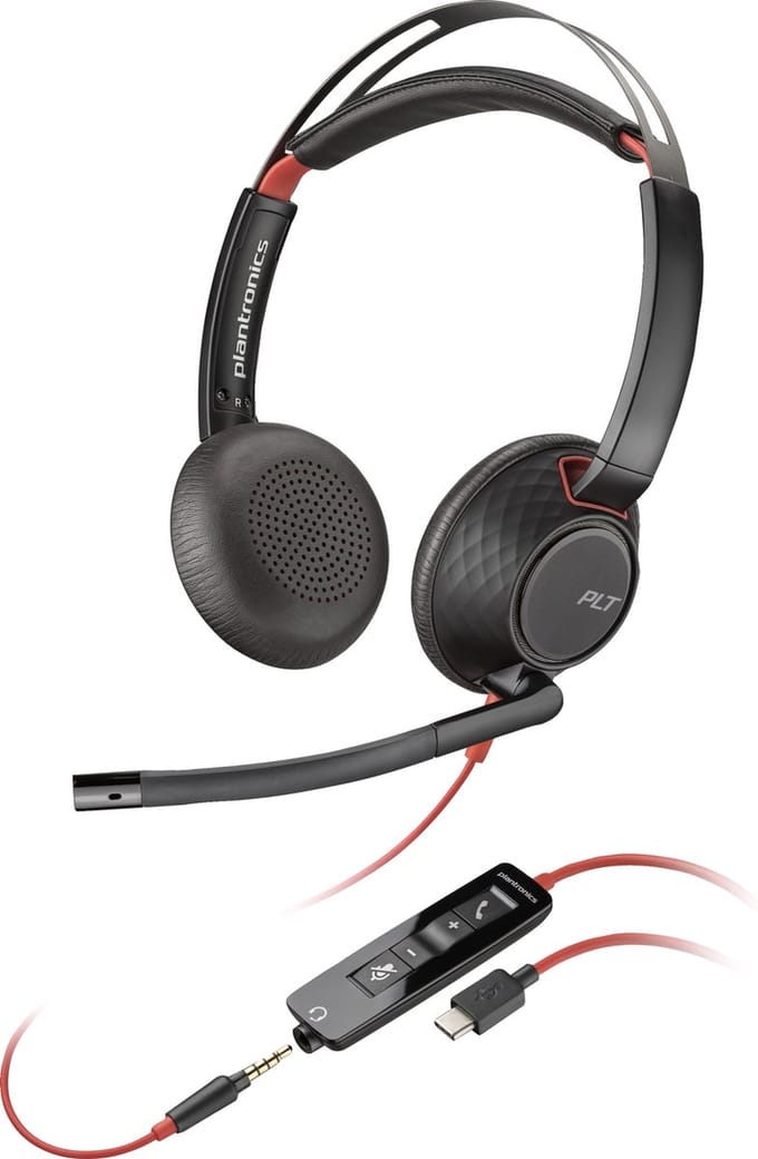 HP Poly Blackwire C5220 On Ear headset Computer Kabel Stereo Zwart Noise Cancelling Headset, Volumeregeling, Microfoon