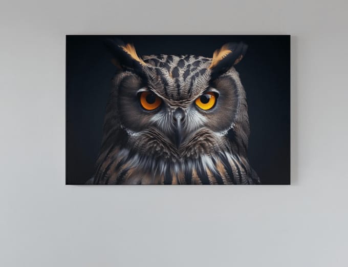 Canvas Schilderij - Uil - Dieren - Vogels - Wanddecoratie - 60x40x2 cm