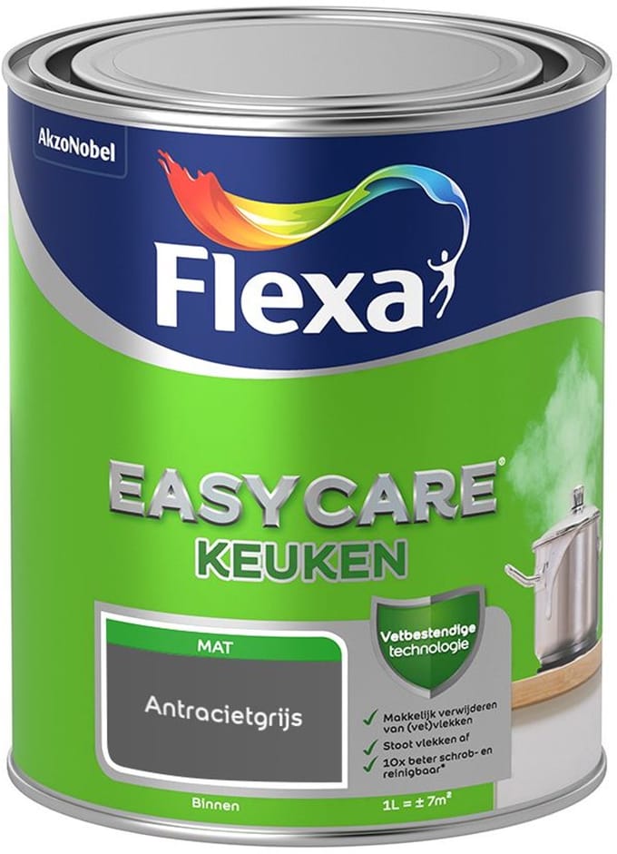 Flexa - Easycare Keuken - Antracietgrijs - Mengverf - 1 L