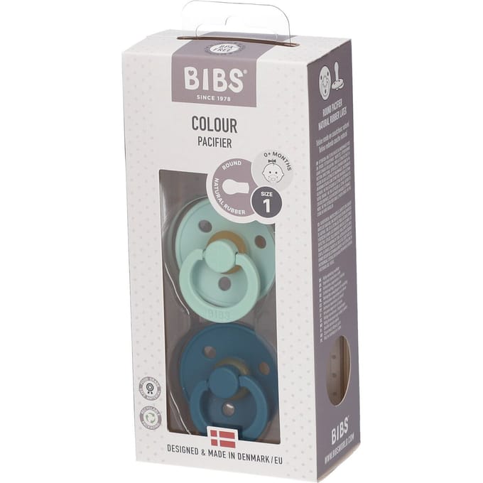 BIBS Colour Fopspeen - 0-6 mnd - 2-pack - Rond - Nordic Mint/Forest Lake