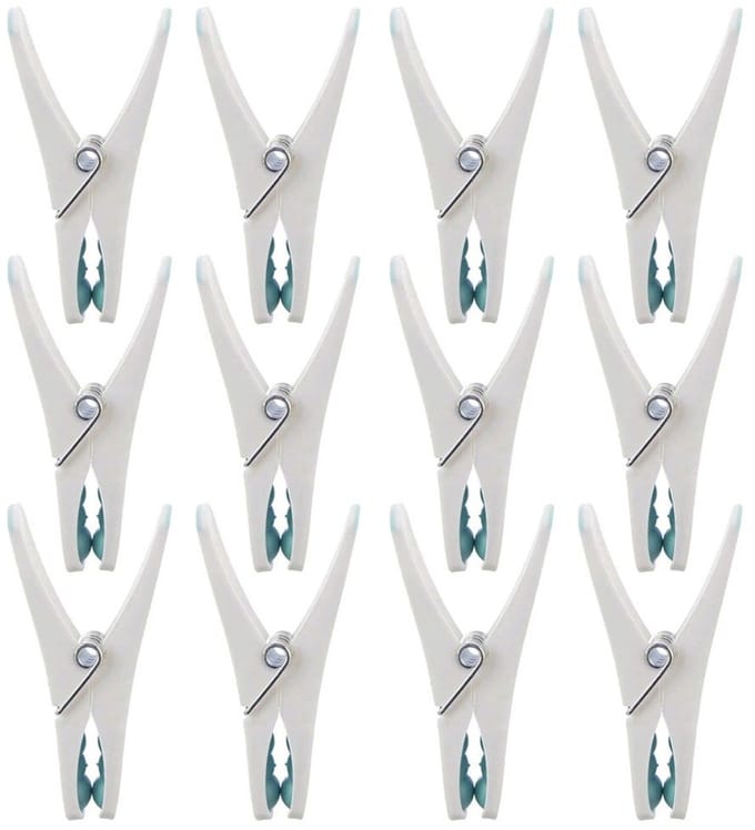 Orion - Plastic Was Knijpers - 12 stuks - Blauw en Wit - Sterk en Duurzaam