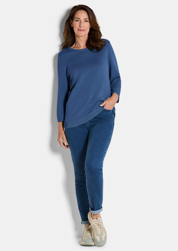 Tricot pullover met stippenmotief - koningsblauw - Gr. 19 van Goldner Fashion