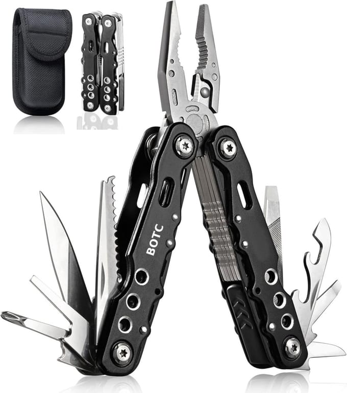 BOTC Multitool Zakmes - 14 IN 1 Multitool - voor Outdoor Camping/Wandelen - Zwart