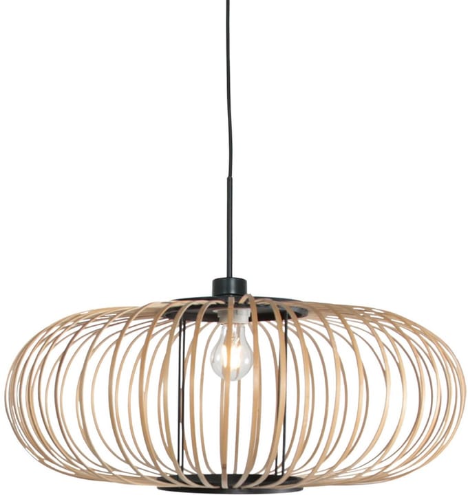 Hanglamp Silva 4480ZW – trendy bamboe Ø60cm met E27 fitting, hoogte instelbaar, crème en zwart, merk Anne Light Home