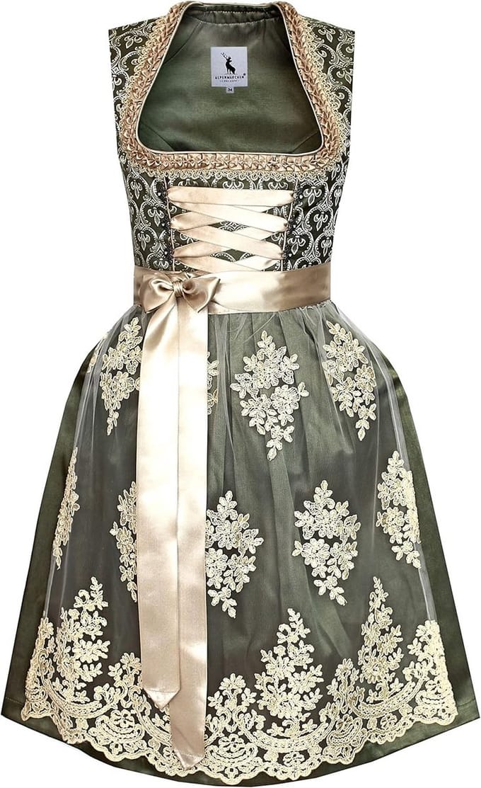 Midi-dirndl met kanten schort, exclusieve collectie, maat 32-52