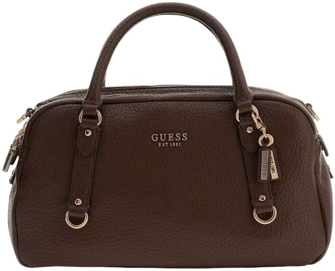 GUESS handtas schoudertas Marsha Box Satchel Espresso donkerbruin