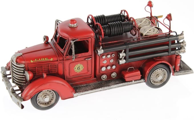 Metalen Brandweerwagen - 27 cm - Handgemaakt