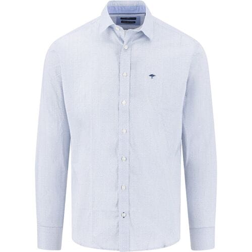Fynch-Hatton Overhemd Essential Premium Mini Pattern Kent Collar Harbor Blue / male