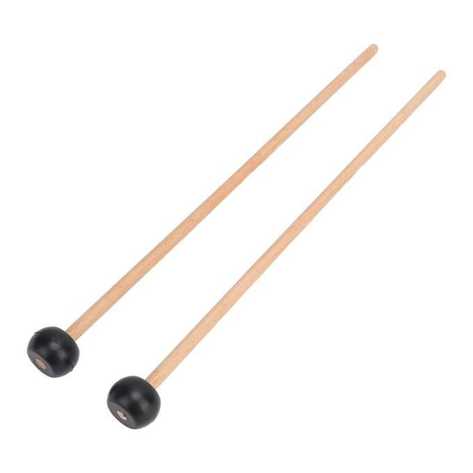 2PCS Glockenspiel Mallet Rubber en Massief Hout 16,5 Inch Lange Tong Drum Mallet beige