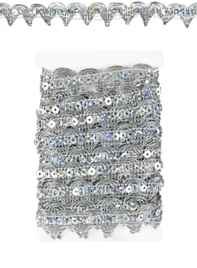 Paillettenband Golvend Decoratie Zilver - Galon - 3 meter