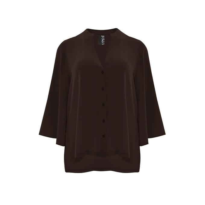 V-hals Blouse in Crêpe Dames Mat Fashion Airwashed