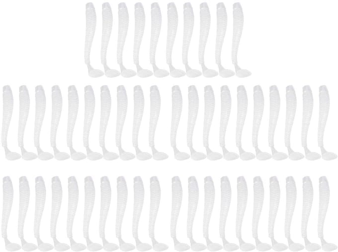 kunstaas voor vissen, 5 cm, crème, zachte silicone, 50 stuks