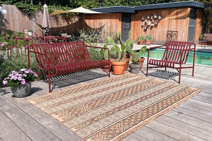 Jute look platgeweven buitenkleed 300cmx240cm