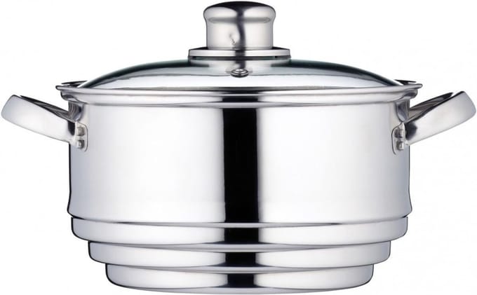 DYNA® Stoompot - Snelkookpan - Stoompan - Zilver- ‎20cm x 20cm x 12cm