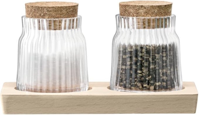 L.S.A. - Gio Line Voorraadpot 8,5 cm met Serveerplank Set van 2 Stuks - Glas - Transparant