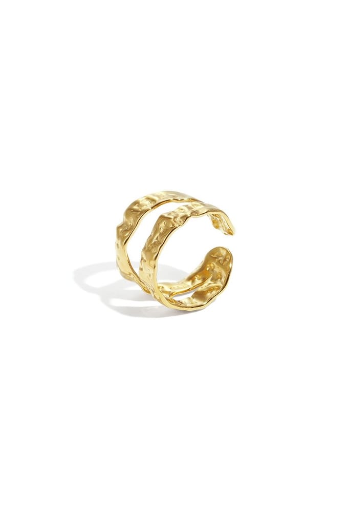Bijoutheek Ring (Sieraad) Dubbel Getextureerd Goudkleurig