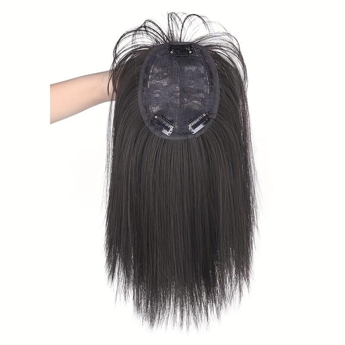 35cm Pruikstuk Recht Haar Toppers Haarstukje Antislip Clip In Vrouwen Pony Franje Natuurlijk Haarextensions Pruik 14inch black