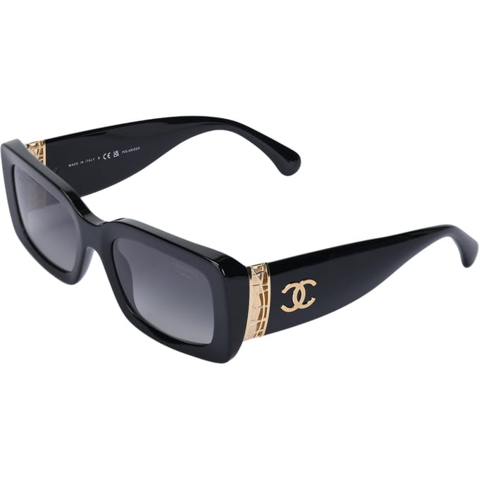 Chanel Logo Rechthoekige Zonnebril Unisex Zonnebril Zwart CH5534-C622/S8 Basic Packaging-Eyeglass Case+Box black
