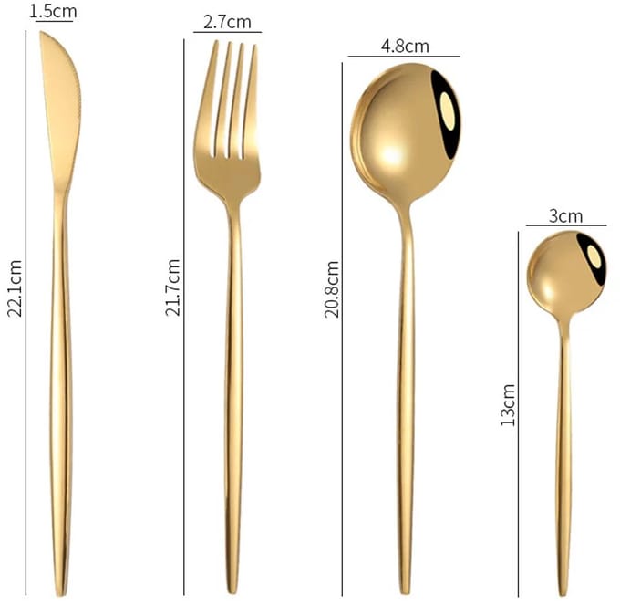 Cheffinger Bestekset - 24-delig - Goud - Voor 6 Personen