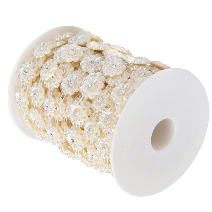 Strass Perle DIY Accessoires de Bijouterie Perles Double Rangée Bordure Perle ABS pour Décoration white