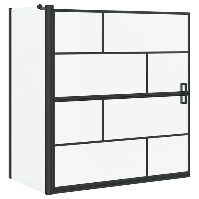 vidaXL - Bad - Douche - Scherm - Zwart - en - Transparant - 116 - x - 68 - x - 128 - cm