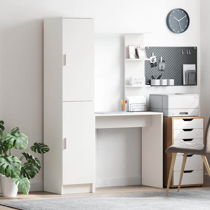 vidaXL - Bureau - met - plank - met - opslag - met - de - deur - 2 - st - Wit