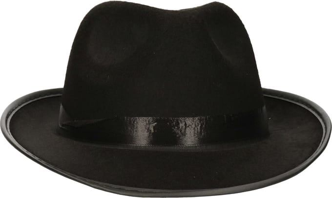 Atosa Carnaval verkleed hoed voor een Maffia/gangster - zwart - polyester - heren/dames