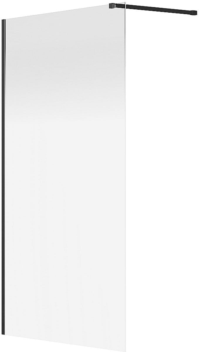 Vente-unique Gebogen Italiaanse douchewand mist - 120 x 200 cm - Mat zwart - POMARO