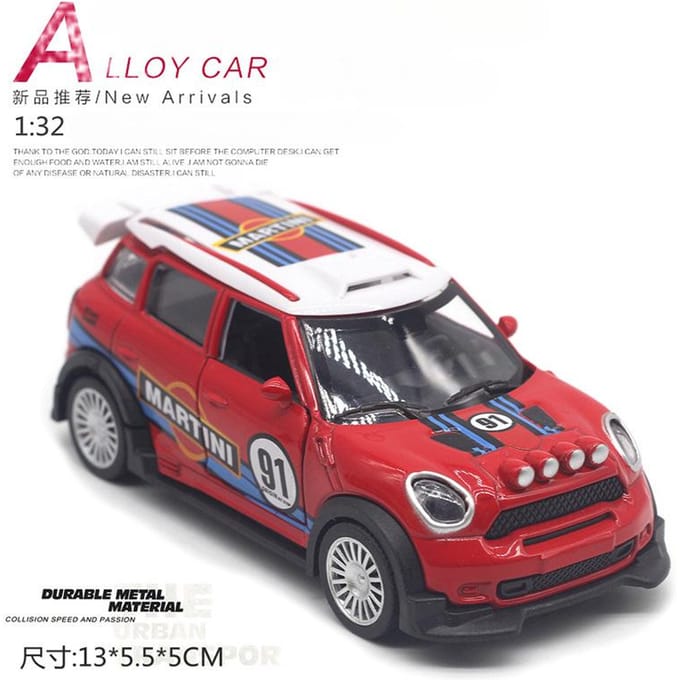 1:32 Legering Mini Cooper Gespoten Rallyauto Gemodificeerd Versie Model Pull Back Deur Openende Auto Model Kinderspeelgoed Cadeau