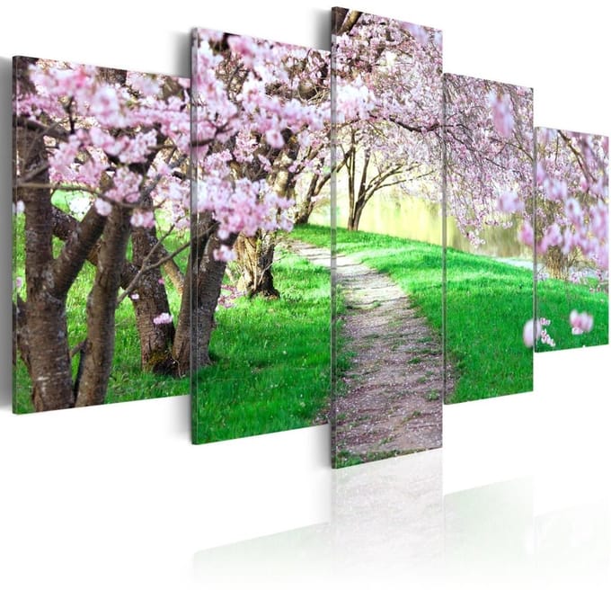 Schilderij - Romantische wandeling, 5luik