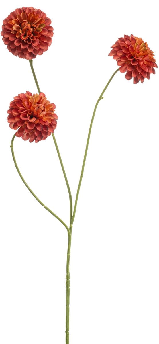Emerald - Kunstbloem Dahlia pompom mini 68cm oranje - Kunstplant voor binnen
