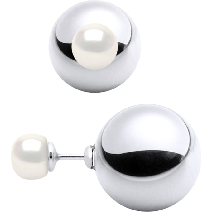 Oorbellen DUPLEX Kralen Zoetwater 6-7mm White 925