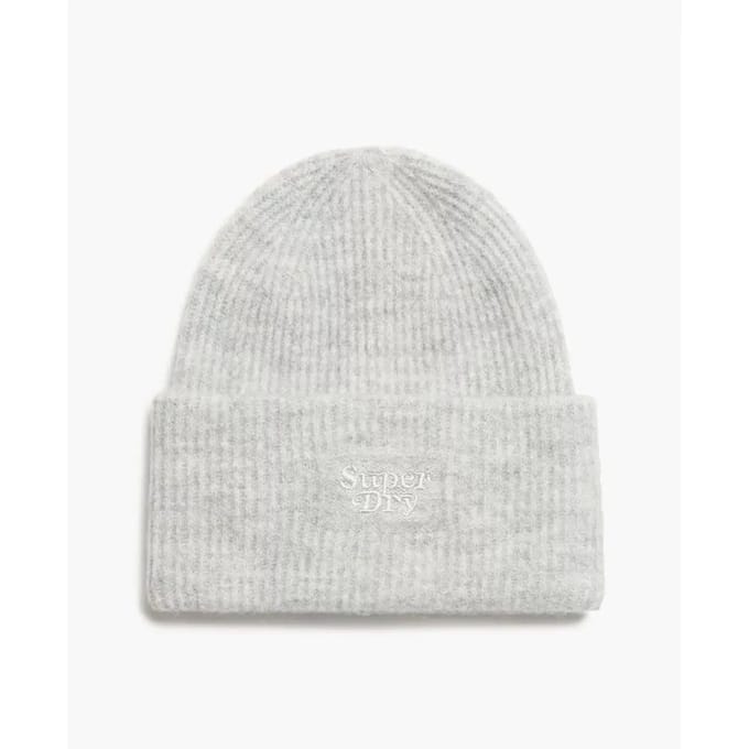 Superdry Zachte Geribbelde Beanie Lichtgrijs Grootte: 1SIZE
