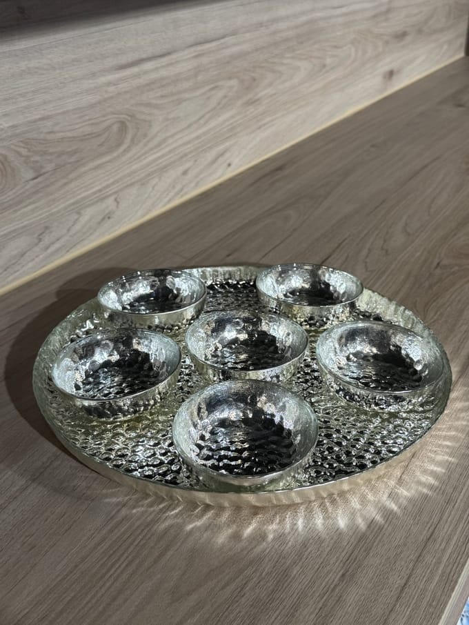 Silverina Istanbul Serveerbord - Zilverkleurig - Glas - handgemaakt