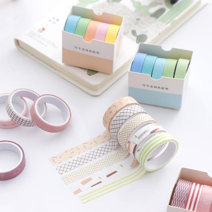 Card Lover 5 Rolls Basic Series Journal Kleurrijke Washi Tape Scrapbooking Morandi Color Masking Tape Journaling Materiaal E
