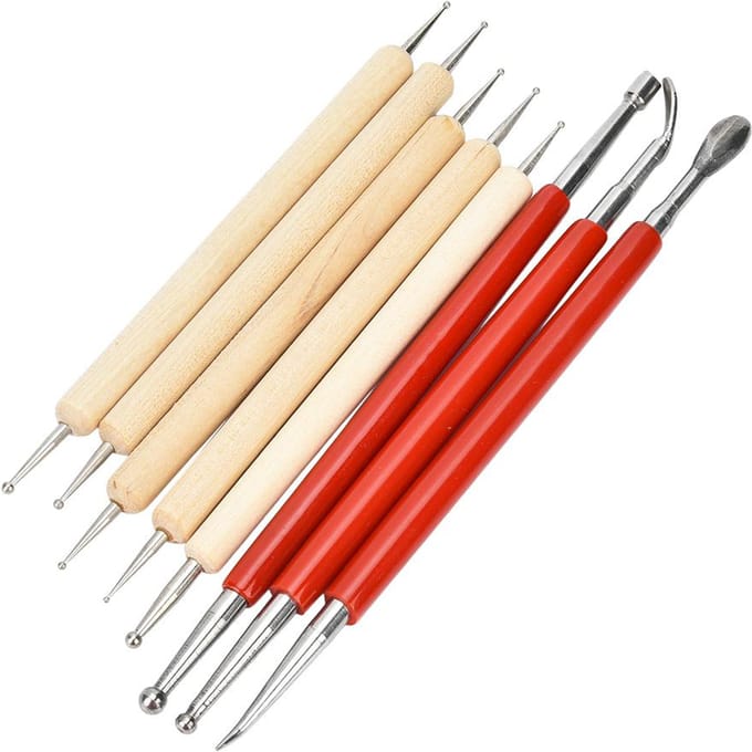8 Stuks DIY Handgemaakte Leerbewerking Snijpen Gereedschap Lepel Dubbele Kop Punt Boor Pen Kit Set beige
