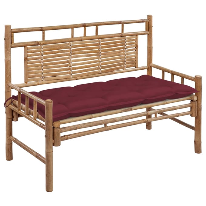 vidaXL - Tuinbank - met - kussen - 120 - cm - bamboe