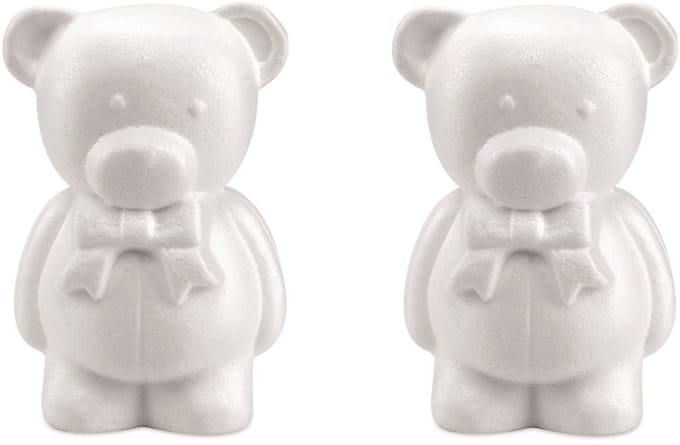 Piepschuim hobby knutselen vormen/figuren dieren - Set van 6x stuks - beer/beren - 20 cm - wit